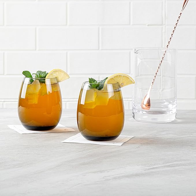 Restaurantware-Vetri 15 Ounce Wine Glasses, 6 Dishwashable Stemless Wine Glasses - No Lead, Durable, Gray Glass Stemware, For Home, Bar, Or Restaurant, Serve Merlot, Chardonnay, Or Bordeaux