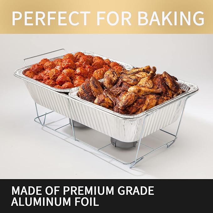Silver Knight 9x13 Aluminum Pans Disposable Foil Pans (30-Pack), Half Size Deep Steam Table Pans Extra Thick for Baking, Cooking, Roasting, Heating …