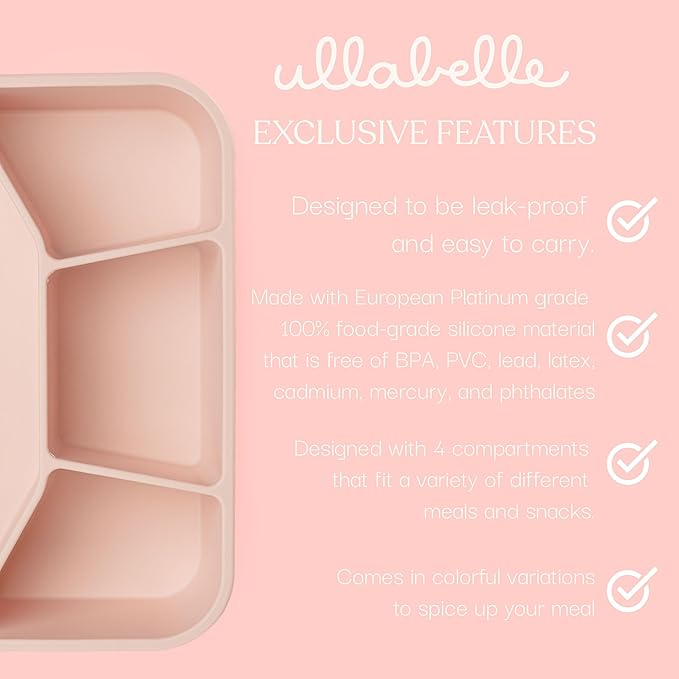 Leak Proof Bento Box Food-Grade Silicone Bento, BPA, Phthalate, Lead, & PVC Free - Bento Lunch Box for Daycare, Kids, & Adults - Leak Resistant Sets With Lids Snack Box Container (Beige 4)