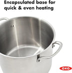 OXO Stainless Steel 8.4QT Multipurpose Boiler Pot with Steamer Insert & Glass Lid, Stockpot for Simmering, Boiling, Steaming, Stew, Soup, Pasta, Induction Suitable, Dishwasher Safe, Stainless Steel