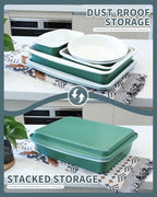 Ceramic Nonstick Baking Pans Set, Non Toxic 33 PCS Stackable Bakeware Sets, 550°F Oven Safe Baking Sheet & Pans, Warp-Free, Dishwasher Safe, PTFE/PFOA/PFOS-Free (Green)