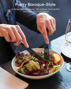 Black Silverware Set, Ollex 24 PCS Retro Royal Silverware Flatware Set for 4 with Spoons Forks Steak Knives Set, Mirror Polished Stainless Steel vintage Black Utensils Set, Dishwasher Safe