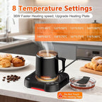 Coffee Mug Warmer & Cup Set - Desk Coffee Cup Warmer for Office/Home with 8-Temp Fast Heating (176℉ Max), Auto Shut Off, Gravity-Induction, 1-12H Timer - Ideal Gift for Coffee Lovers