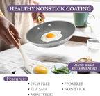 16Pcs Nonstick Cookware Sets, Kitchen Pots and Pans Set Non Stick for Cooking, Non Toxic Induction Cookware, Oven & Dishwasher Safe, Mable White