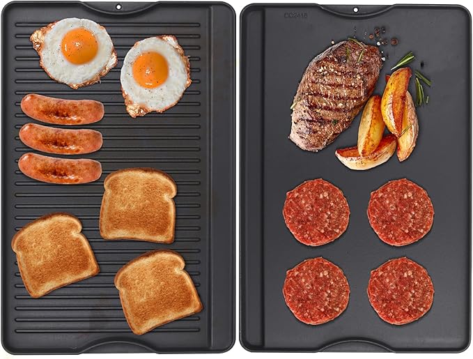 24" X 16" Reversible Cast Iron Griddle for Camp Chef, Flat Top Plate for Gas/Stove/Charcoal/Propane Grill, Universal 4 Burner Stove Top Griddle for Outdoor Cooking & Camping Accessories