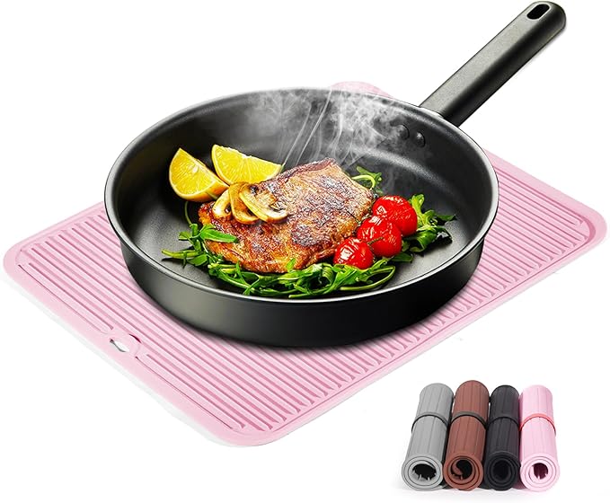 Silicone Trivet Mat Extra Large Heat Resistant Non-Slip Pot Holder Multi Purpose Kitchen Hot Pad for Hot Dish Mat Utensil Drying Rack 14.2"×11 "