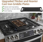 WB31X24998 WB31X24738 JXGRILL1 Griddle Replacement for GE Stove - 19.6" x 10.3" Reversible Cast Iron Center Griddle Plate, Gas Range Cooktop Parts, Fits GE JGBS66REKSS, JGB735SPSS & More