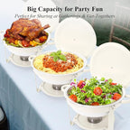 Chafing Dishes for Buffet 4 Pack, 5QT Food Warmers with Maifanite-Coated Pans, Stainless Steel Chafer Set for Parties, Wedding, Birthday, Catering, Church Events
