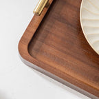 Bamboo Serving Tray with Gold Handles, Food Tray for Breakfast,Coffee Table,Dinner & Bar, Decorative Tray for Kitchen, Bedroom (Large)