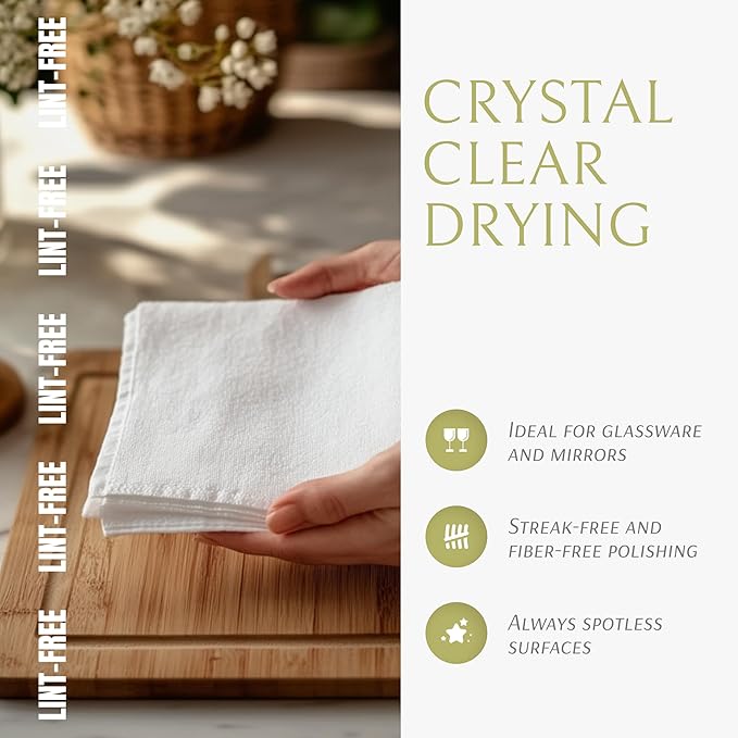 Flour Sack Towels for Kitchen, 18 Pack, 28x28 - Lint-Free White Flour Sack Dish Towels, Super-Absorbent Cotton Tea Towels for Kitchen Drying, Bread Proofing, Baking, Crafting, Embroidery