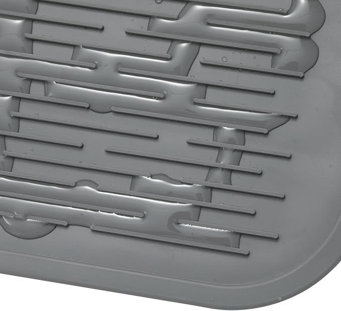 Silicone Dish Drying Mat for Multiple Usage,Easy clean,Eco-friendly,Heat-resistant Silicone Mat for Kitchen Counter or Sink,Refrigerator or Drawer Liner Grey 5XL 36inches x 18inches