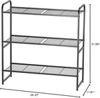 3 Tier Shelving Unit, Heavy Duty Metal Wire Shelf 30.75 Inch Wide Storage Rack for Pantry Kitchen Closet, Stackable & Adjustable, Black