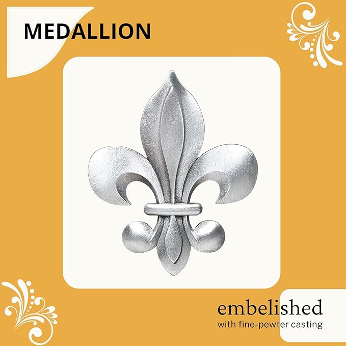 Heritage Pewter Fleur de Lis Double Old Fashion | Double Rocks Glass 14 OZ for Liquor | Expertly Crafted Pewter Glass