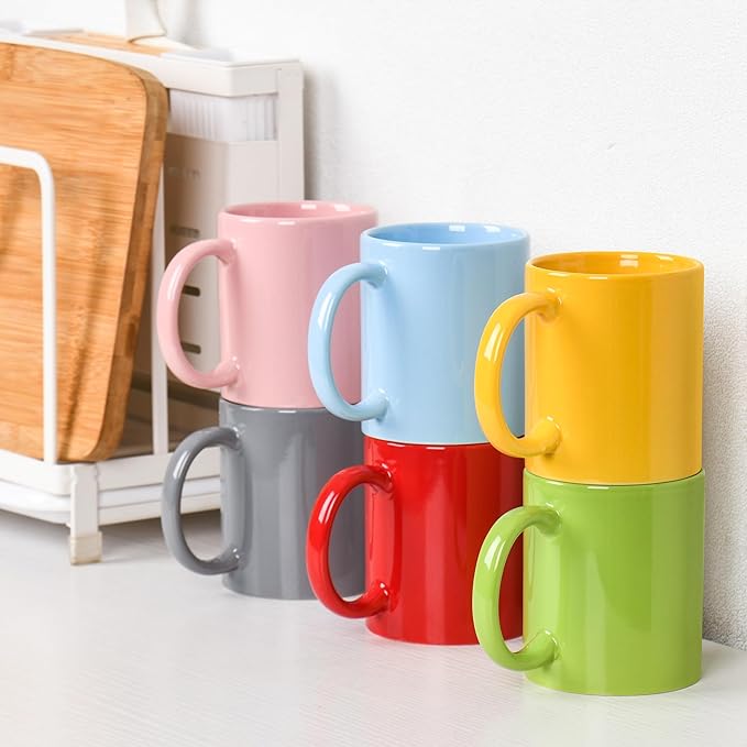 12oz coffee mug set of 6 Coffee Mugs for Coffee, Tea, Cocoa, Milk（ Multiple color）