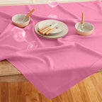 Solino Home Linen Flamingo Pink Tablecloth 60 x 144 Inch - Classic Hemstitch, 100% Pure Linen Rectangular Tablecloth - Machine Washable Table Cloth for Summer, Halloween
