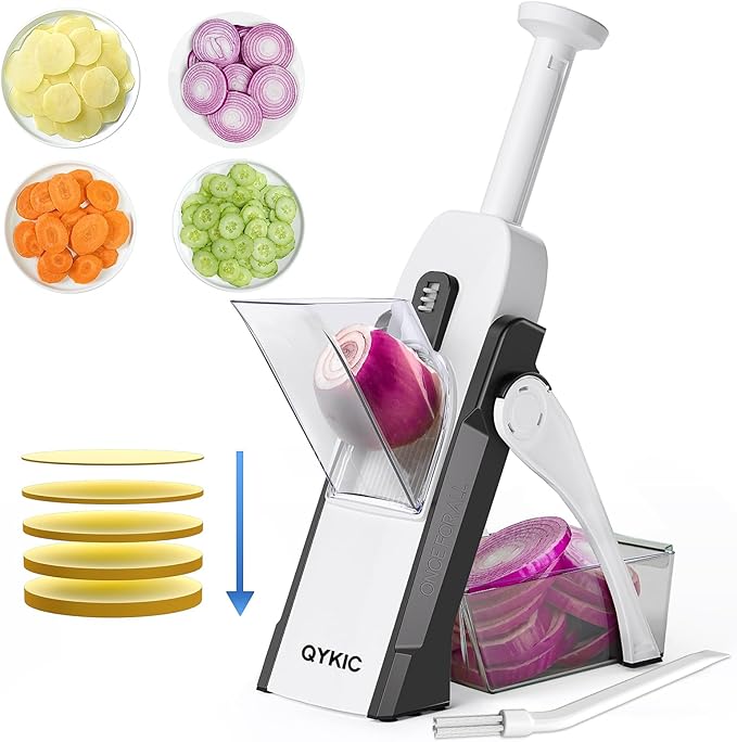 Safe Mandoline Slicer, Potato Clips Slicer,Thickness Adjustable 1-8mm Vegetables Fruits Food Cutter for Cucumber Carrot Lemon (Only Slicer Gray)