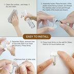 15 Small Wall Hooks for Hanging, with 20 Removable Strips, Clear Hanger Hooks, Damage-Free Utility Hooks with Adhesive Strips, Wire Toggle Wall Hook for Key, Hat, Decor, Door, Clear, Value Pack