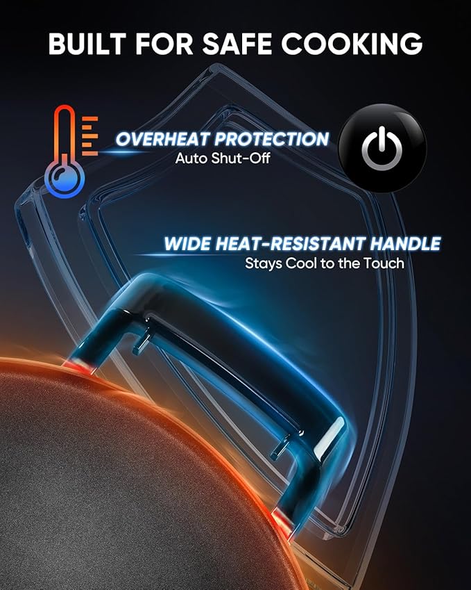 18.5" Ethiopian Injera Maker Mitad (Mogogo) Electric Griddle Adjustable Temperature & Time, Non-Stick Surface, Even Heating, Maker Norwegian Lefse, Swedish Pancake, Indian Dosa & Flatbreads