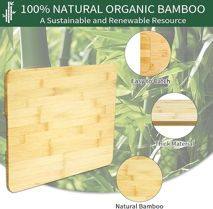 Air Fryer Accessories for Ninja Foodi DT251 DT201 SMART Countertop Convection Toaster Oven,14.7"×11.5" Bamboo Cutting Board With Heat-Resistant Non-Skid Silicone Feet,100% Organic Bamboo