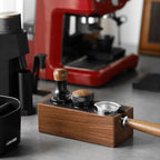 MHW-3BOMBER Espresso Coffee Distributor 53.35mm, Espresso Distribution Tool with Wooden Lid, Adjustable Height Coffee Leveler with Non-slip for 54mm Portafilters, Espresso Accessories T6091L4