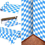Tudomro 54 Inch x 100 FT Oktoberfest Tablecloth Roll, Oktoberfest Themed Party Supplies, Waterproof Plastic Blue and White Checkered Tablecloth for German Themed Birthday Party Decorations