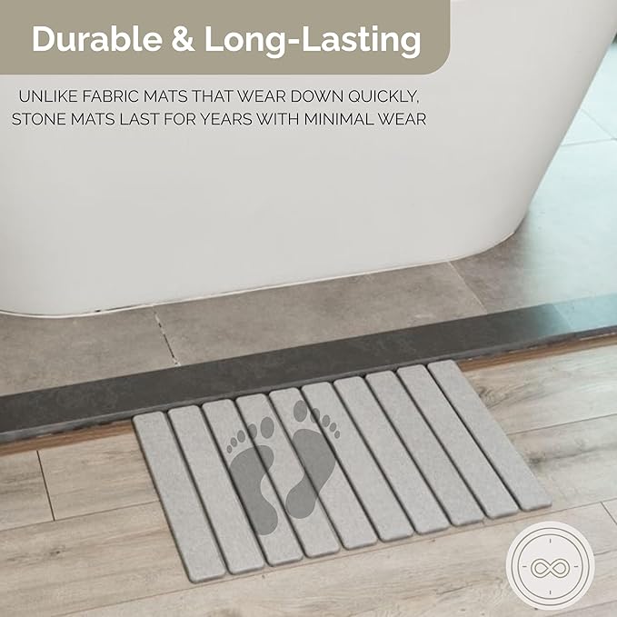 Stone Drying Mat for Kitchen Counter – Large Foldable Diatomaceous Earth Mat 24”x16” – Absorbent Quick Dry Mat for Bathroom, Countertop – Collapsible Stone Bath Mat for Dishes, Cups, Bottles