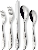 Hammered Silverware Set | Premium 18/10 Stainless Steel Flatware Service for 6 | Heavy-Duty & Dishwasher Safe | Built to Last (30-Piece, Marettimo Hammered)