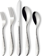 Hammered Silverware Set | Premium 18/10 Stainless Steel Flatware Service for 4 | Heavy-Duty & Dishwasher Safe | Built to Last (20-Piece, Marettimo Hammered)
