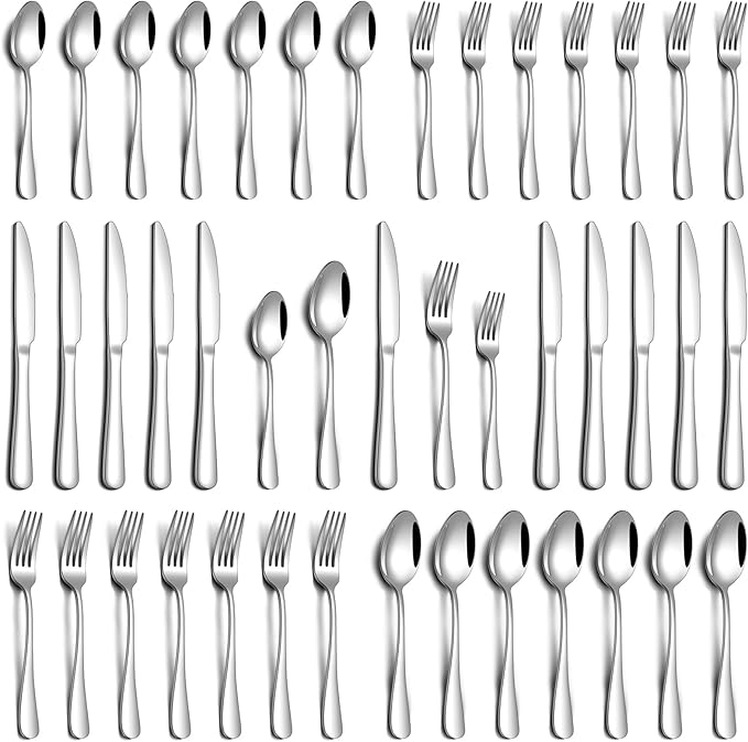 30 Piece Silverware Set, Stainless Steel Flatware Set for 6 Food Grade Novelty Flatware Cutlery Utensil Set Include Knife Fork Spoon Mirror Polished Dishwasher Safe