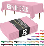 Exquisite 66% Thicker Premium Plastic Table Cloth Rectangle Table Cover 0.5 Mil 12 Pack Pink Table Cloth 54 Inch x 108 Inch Disposable Tablecloth Won't Tear Easily Like Cheap Thin Brands