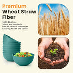 Homienly Large Bowls for Eating: Set of 8 Unbreakable 60oz Wheat Straw Bowls, Non-Plastic & Microwave Safe for Everyday Salad, Soup & Oatmeal (Green)