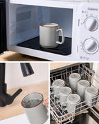 famiware Coffee Mugs Set of 6, Nebula 14oz Coffee Mugs, Ceramic Cup Set with Handle for Latte, Tea, Milk, Cappuccino, Cocoa, Light Gray