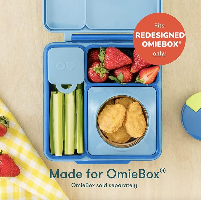 OmieBox (2 pack) Leakproof Dips Containers To Go, Salad Dressing Container, Condiment Container with Lids - Food Safe Silicone - 4 ounces (Blue/Lime)