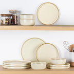 AmorArc Stoneware Dinnerware Sets for 4,Reactive Ceramic Plates and Bowls Set,Highly Chip and Crack Resistant | Dishwasher & Microwave Safe | Round Dishes Set Service for 4 (12pc)