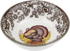Spode Woodland Turkey Mini Bowl - Iconic 5" Fine Earthenware Dish for Dips or Sauces, Thanksgiving Tableware with British Flowers Border - Microwave, Freezer, Dishwasher Safe, Made in England
