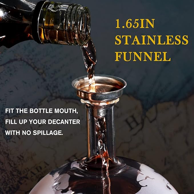 PONPUR Whiskey Globe Decanter, Gifts for Men Dad Him Stocking Stuffers, Anniversary Birthday Gift for Husband Boyfriend Brother Grandpa, Unique Housewarming Presents Whisky Bourbon Decanter, 1000ml