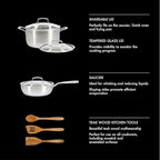 Babish 10-Piece Professional Tri-Ply Non-Toxic Pots and Pans Cookware Set – Durable, Even Heat Distribution for Cooking and Baking