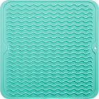 Silicone Dish Drying Mat for Multiple Usage,Easy clean,Eco-friendly,Heat-resistant Silicone Mat for Kitchen Counter or Sink,Refrigerator or Drawer liner Mint M 12 inches x 12 inches