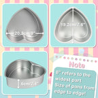 3-Pack 8-Inch Heart Shaped Cake Pans, Durable Anodized Aluminum Pans with Fixed Bottom, Ideal for Baking, DIY Projects, Birthdays & Weddings, Heart Pans Chiffon Cake Mold for Oven Baking