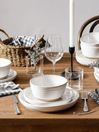 LE TAUCI Cereal Bowls Set of 4, Ceramic Soup Bowl 28 oz, Stoneware Kitchen Bowl for Pho, Chip, Fruit, Salad, Noodle, Ramen, Dishwasher Oven Microwave Safe - 6 Inch, Arctic white