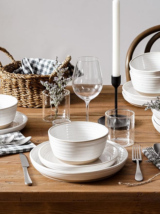 LE TAUCI Cereal Bowls Set of 4, Ceramic Soup Bowl 28 oz, Stoneware Kitchen Bowl for Pho, Chip, Fruit, Salad, Noodle, Ramen, Dishwasher Oven Microwave Safe - 6 Inch, Arctic white