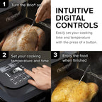 Nuwave Brio 8-Qt Air Fryer, Powerful 1800W, Easy-to-Read Cool White Display, 50°-400°F Temp Controls, 100 Pre-Programmed Presets & 50 Memory Slots, Integrated Smart Thermometer, Linear T Technology