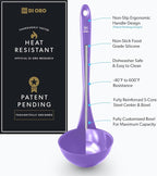DI ORO Silicone Ladle – Soup Ladle for Cooking & Serving Heat-Resistant - Large Kitchen Ladle Nonstick Cookware Safe - Soup Serving Spoon with Wide Bowl - Silicone Utensil Dishwasher Safe (Lavender)