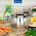 Daniks Modern 6-Piece Stainless Steel Induction Cookware Set – Dishwasher Safe Pots with Heatproof Handles, Glass Lids, Silver