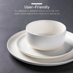 LERATIO Stoneware Dinnerware Sets for 4,Handcarft Ceramic Plates and Bowls Sets,Chip and Scratch Resistant Dishes, Dishwasher & Microwave Safe, Oven safe,Reactive Glaze-White