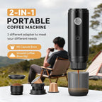 Portable 2-in-1 Coffee Maker, Portable 19 Bar Espresso Machine with Automatic Heating, Compatible with NS and Ground Coffee for Camping, Hiking Travel and Home (Black)