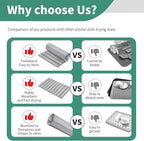 Stone Drying Mat for Kitchen Counter, Collapsible Dish Drying Mat, Fast Drying Diatomaceous Earth Dish Drying Mats, Water Absorbent Diatomite Kitchen Mat (grey, medium)