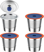 Reusable K Cups Coffee Pod Filters for keuring 2.0 and 1.0, Metal Filter for Coffee Maker,Stainless Steel Reusable K Cups Sturdy Filters (4PACK)