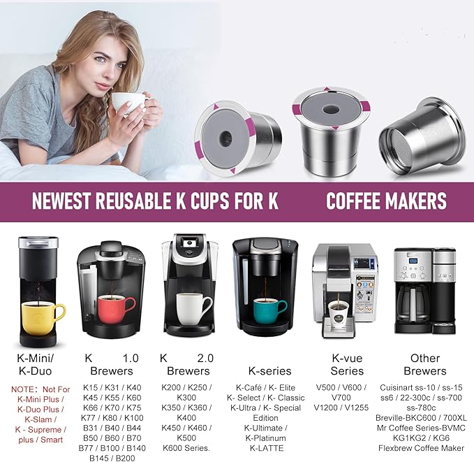 Reusable K Cups for K eurig, Universal stainless steel Reusable Coffee Pods, Refillable Single K Cups for K 2.0 and 1.0 Coffee Makers (1-PACK)