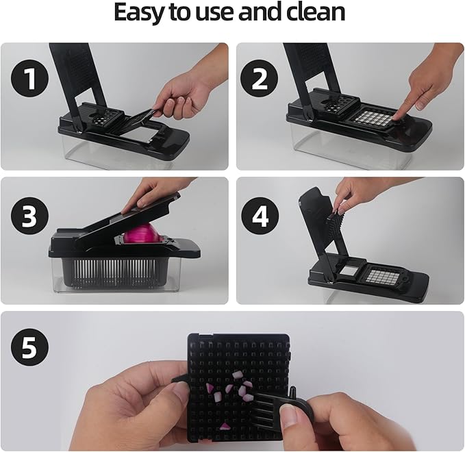 18 In 1 Vegetable Chopper, Vegetable Dice, Veggie Chopper with Container, Mandoline Slicer & Cheese Grater,Onion Potato Salad Food Chopper,Includes a free egg Slicer & onion holder for slicing